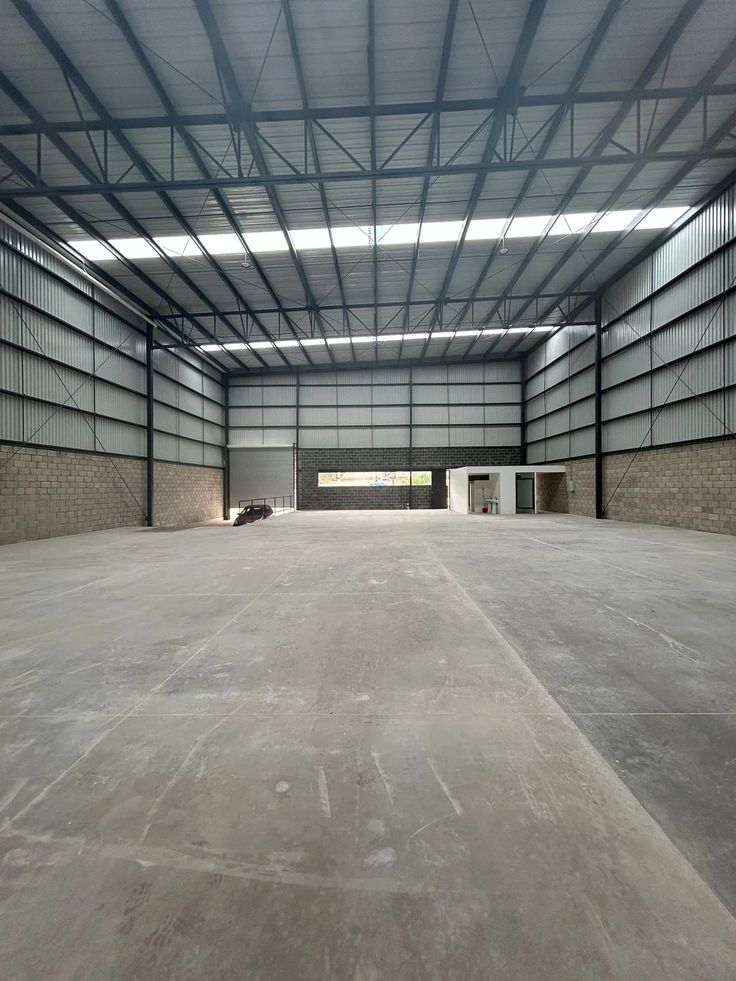 Illustrative steel-framed warehouse interior